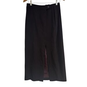 Studio Jax Vintage Wool Blend Pencil Skirt Midi Length, Front Slit Black Sz 6